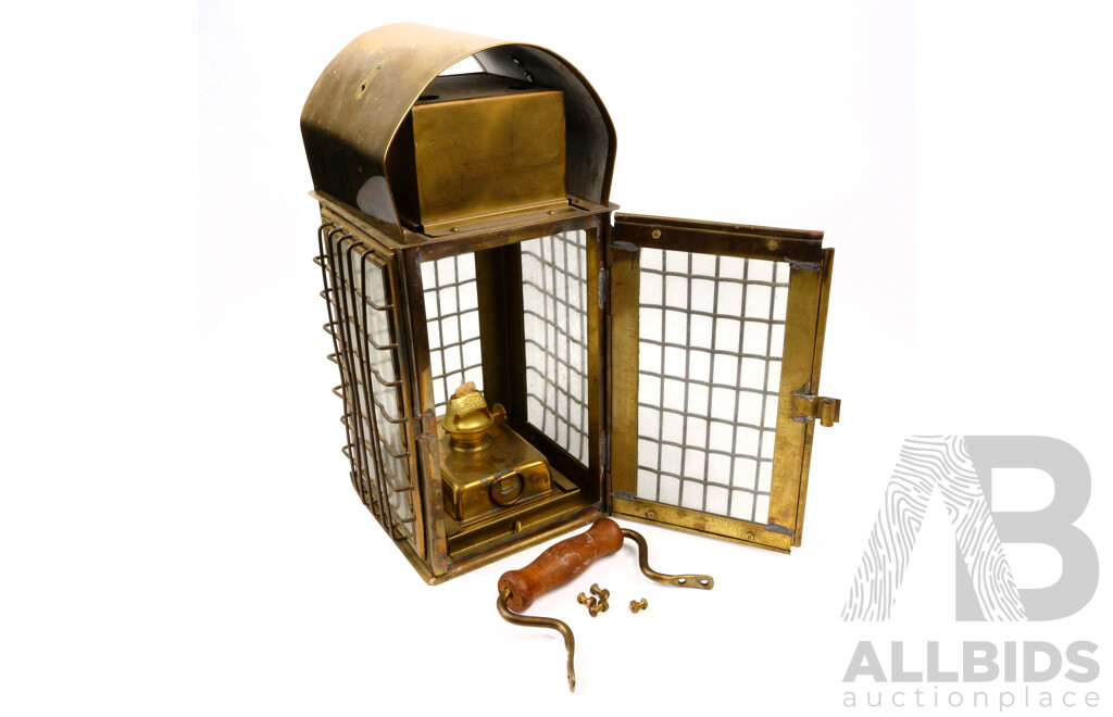 Vintage Brass Spirit Lantern with Glass Panels