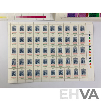 Australian Mint Stamp Sheets with Gutters Including Christmas 1971, National Stamp Week 1978 and Australia Day 1979