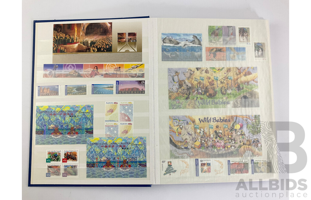 Album of Australian 2000's Mint Stamp Strips, Blocks and Mini Sheets Including Chinese Lunar Years, Australian Legends, Christmas Island, Soccer in Australia, Lest We Forget and More