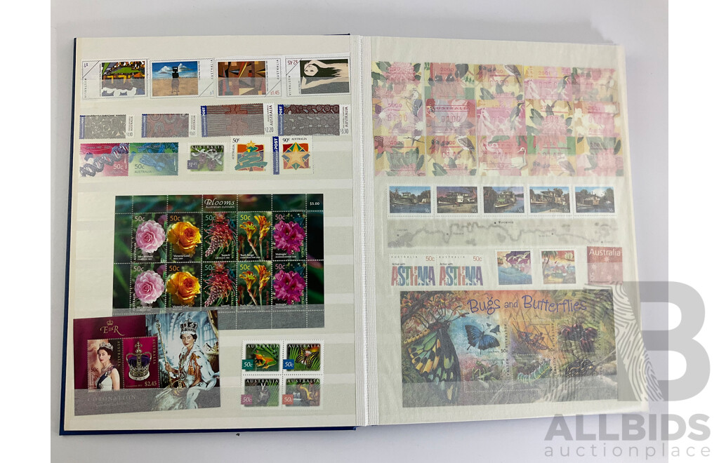 Album of Australian 2000's Mint Stamp Strips, Blocks and Mini Sheets Including Chinese Lunar Years, Australian Legends, Christmas Island, Soccer in Australia, Lest We Forget and More
