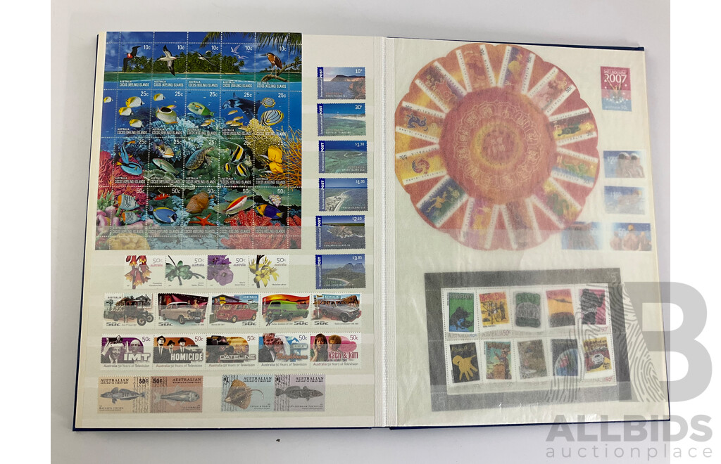 Album of Australian 2000's Mint Stamp Strips, Blocks and Mini Sheets Including Chinese Lunar Years, Australian Legends, Christmas Island, Soccer in Australia, Lest We Forget and More