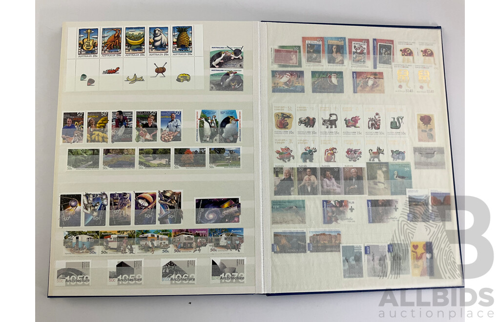 Album of Australian 2000's Mint Stamp Strips, Blocks and Mini Sheets Including Chinese Lunar Years, Australian Legends, Christmas Island, Soccer in Australia, Lest We Forget and More
