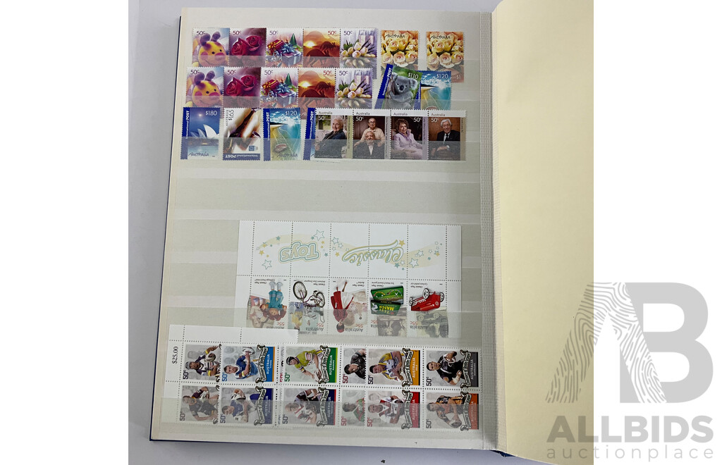 Album of Australian 2000's Mint Stamp Strips, Blocks and Mini Sheets Including Chinese Lunar Years, Australian Legends, Christmas Island, Soccer in Australia, Lest We Forget and More