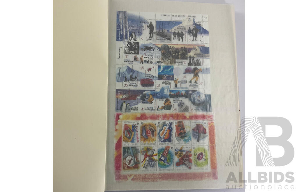 Album of Australian 2000's Mint Stamp Strips, Blocks and Mini Sheets Including Chinese Lunar Years, Australian Legends, Christmas Island, Soccer in Australia, Lest We Forget and More