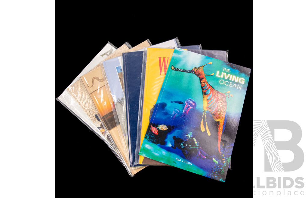 Collection of Australian Stamp Books Including Living Ocean, Land Care in Australia, War and Peace, Mission to Planet Earth, Australian World Heritage, Antarctica, ANZAC Tradition