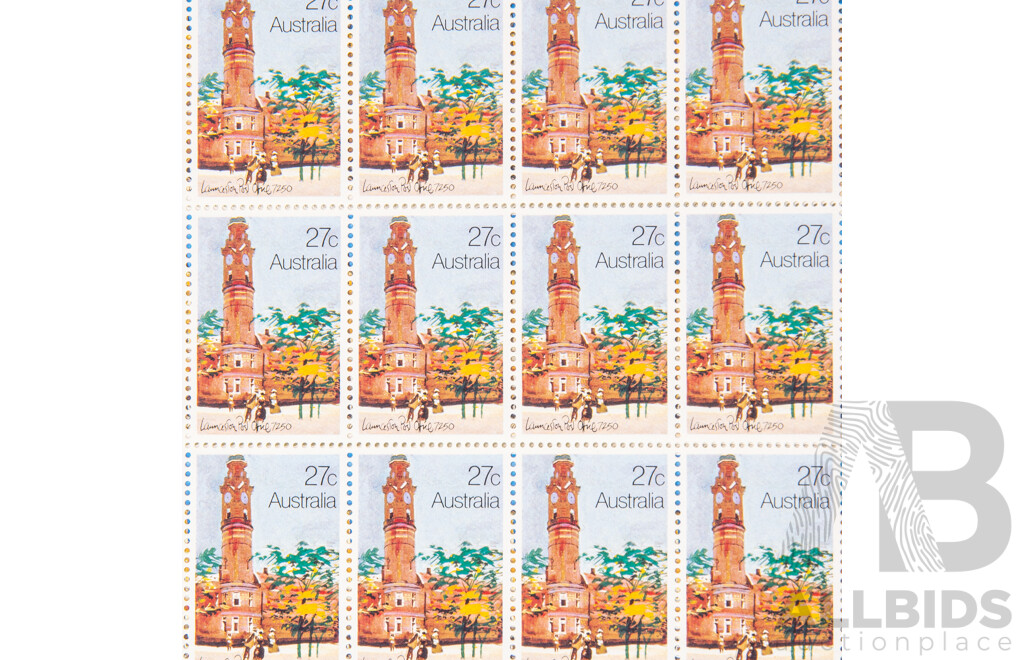 Australian 1982 Stamp Sheets, Historic Post Offices Set with Gutters