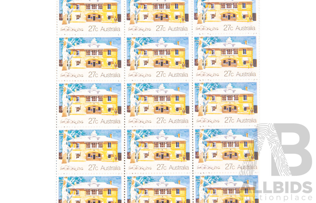 Australian 1982 Stamp Sheets, Historic Post Offices Set with Gutters