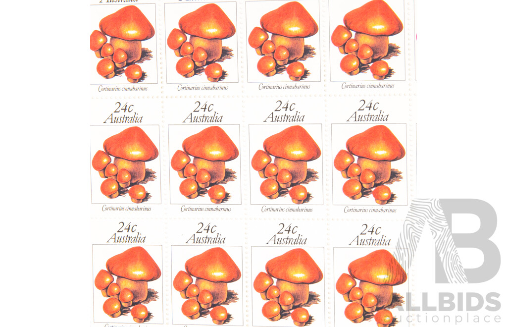 Australian 1981 Stamp Sheets, Australian Fungi Set with Gutters