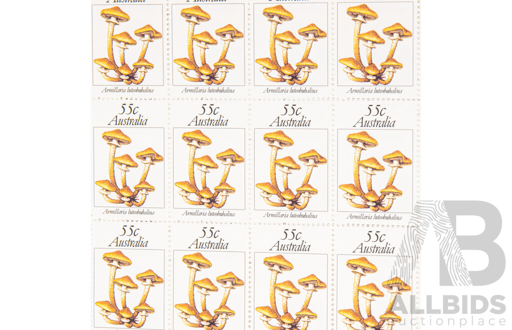 Australian 1981 Stamp Sheets, Australian Fungi Set with Gutters