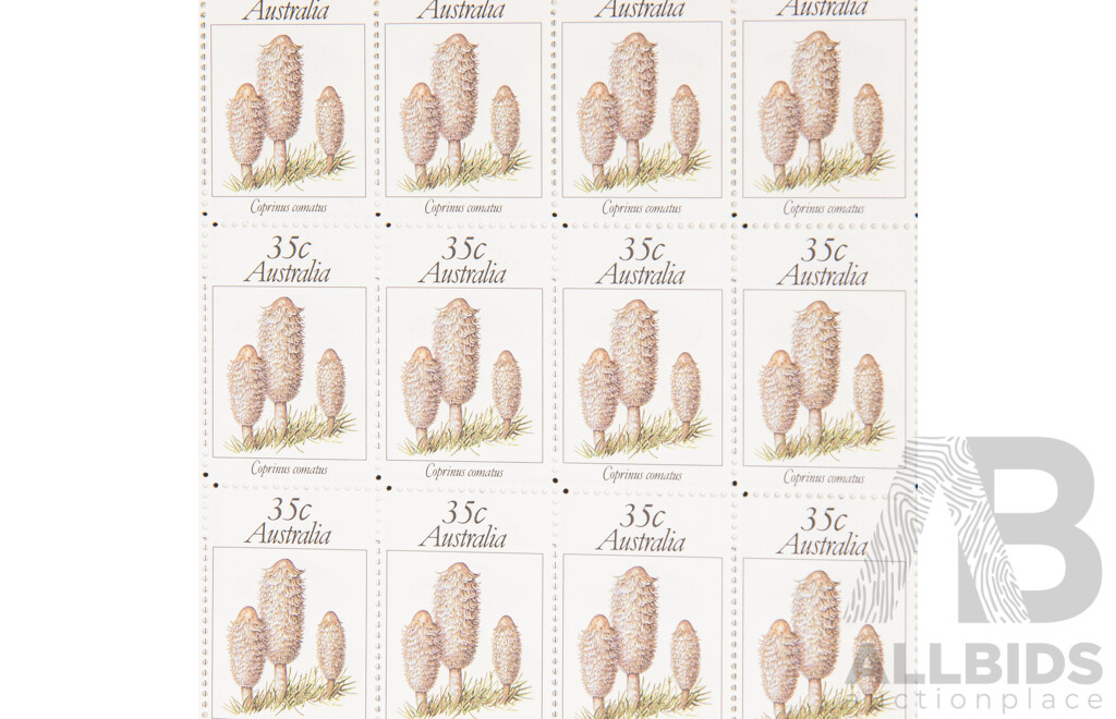 Australian 1981 Stamp Sheets, Australian Fungi Set with Gutters