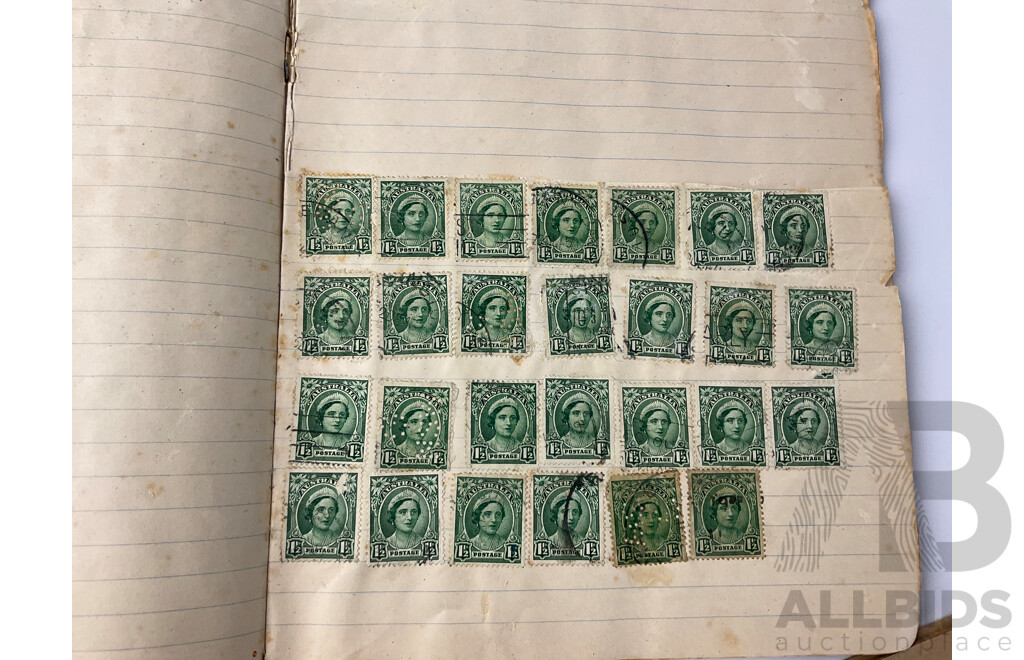 Collection of Mostly Australian Predecimal Stamp Books Including Yellow Kangaroo, Green Kolala, Red KGVI and More