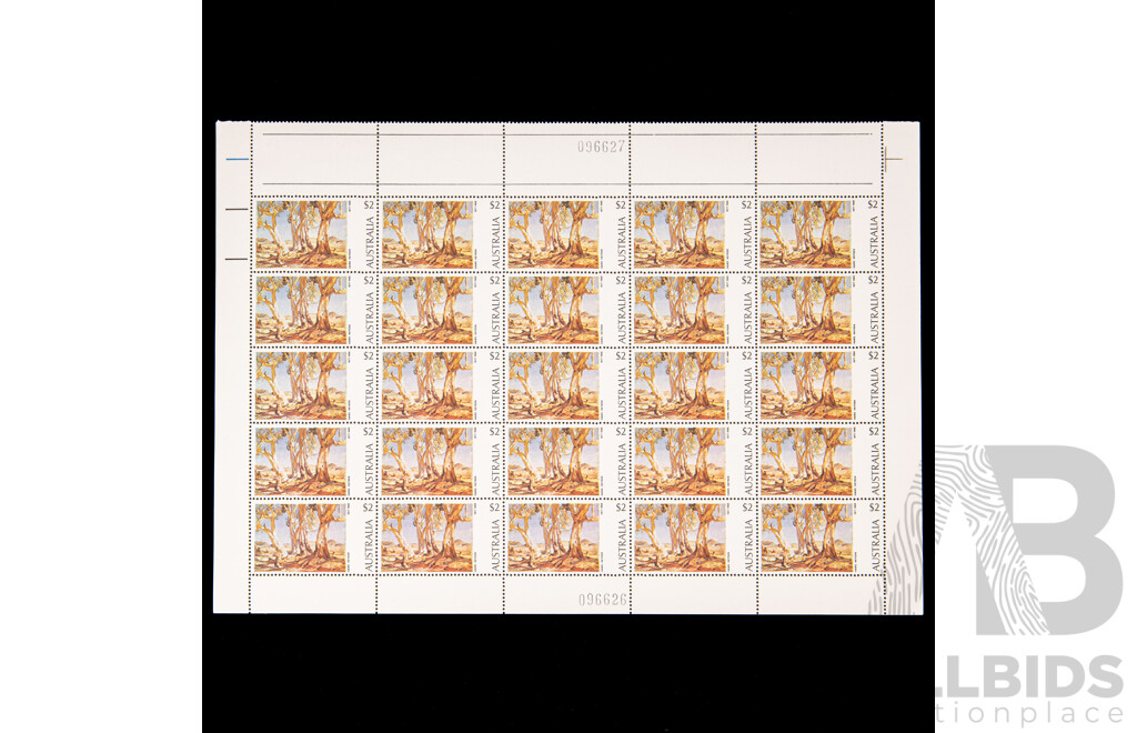 Australian/Antarctic Territory Stamp Sheets Including 1982 Sir Douglas Mawson Centenary Set, 1974 Two Dollar Hans Heyson Red Gum Tree