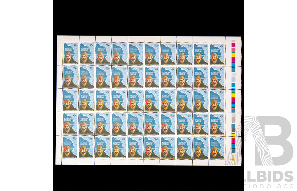 Australian/Antarctic Territory Stamp Sheets Including 1982 Sir Douglas Mawson Centenary Set, 1974 Two Dollar Hans Heyson Red Gum Tree