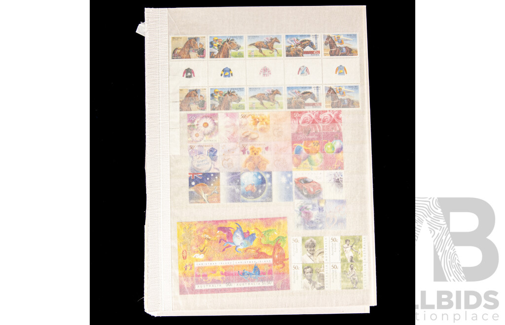 Fifteen Pages of Mint Australian Stamps, Blocks, Strips and Mini Sheets, Mostly 2000's Including Joint Issues, Rebel Spirit, Cocos Islands, Year of the Goat, QE2 Golden Jubilee Coronation and Much More