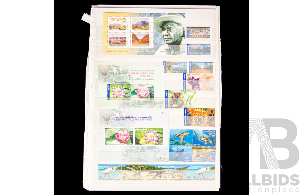 Fifteen Pages of Mint Australian Stamps, Blocks, Strips and Mini Sheets, Mostly 2000's Including Joint Issues, Rebel Spirit, Cocos Islands, Year of the Goat, QE2 Golden Jubilee Coronation and Much More