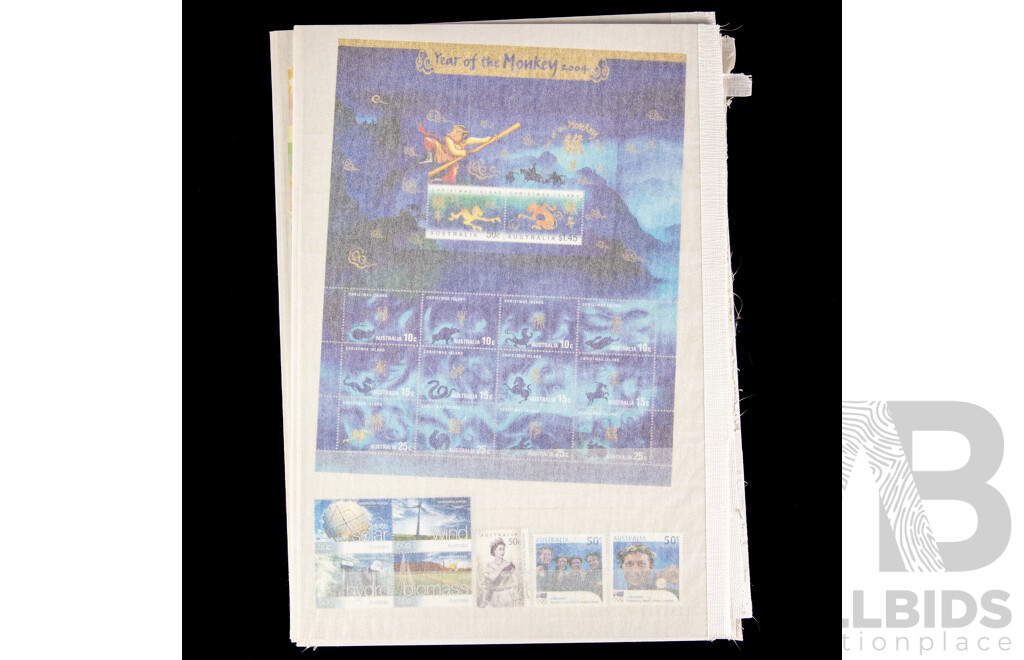 Fifteen Pages of Mint Australian Stamps, Blocks, Strips and Mini Sheets, Mostly 2000's Including Joint Issues, Rebel Spirit, Cocos Islands, Year of the Goat, QE2 Golden Jubilee Coronation and Much More