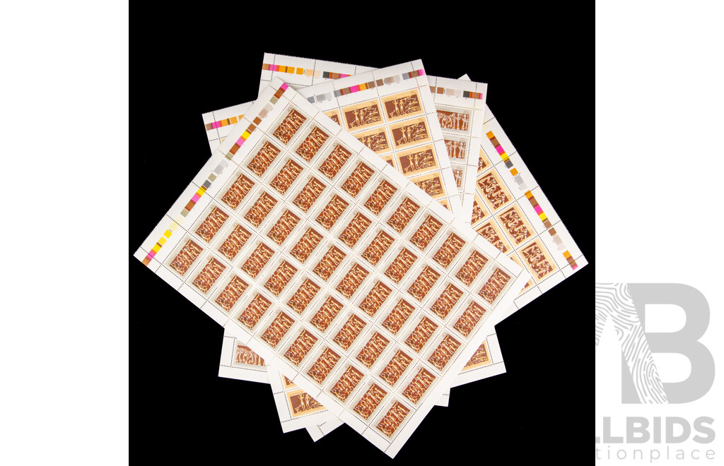 Four Australian 1982 Stamp Sheets, Aboriginal Culture Set