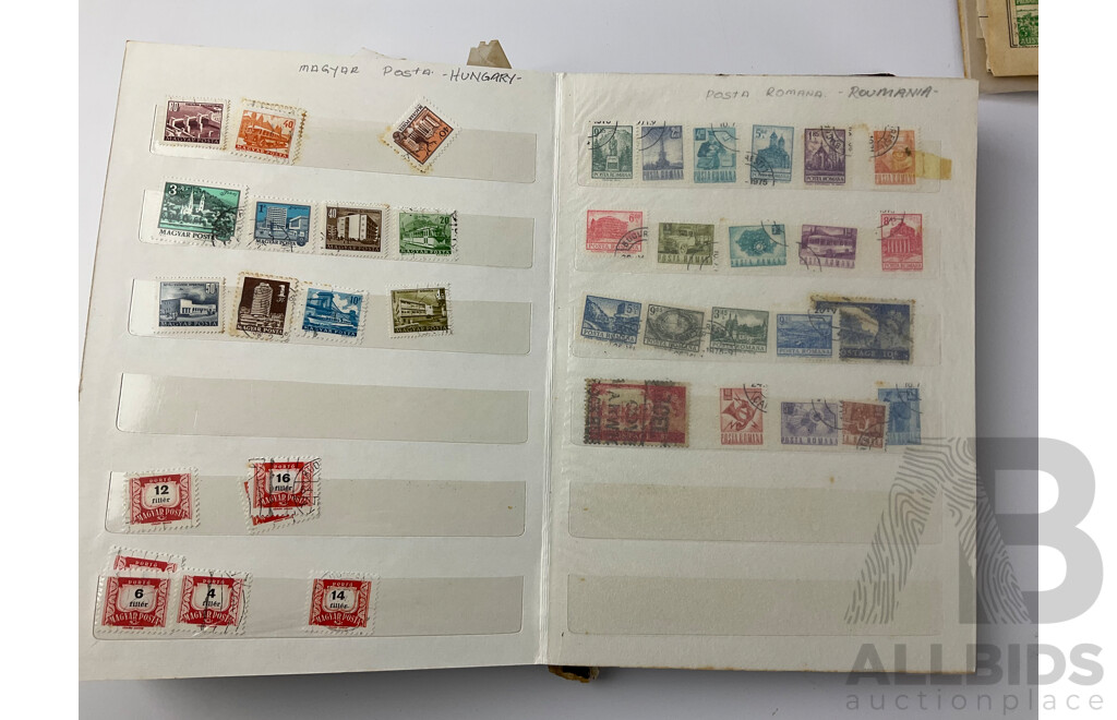 Collection of Vintage International Stamp Albums Including Australian and New Zealand Predecimal, Grenada, Sierra Leone, Denmark, Malaya, Singapore and More