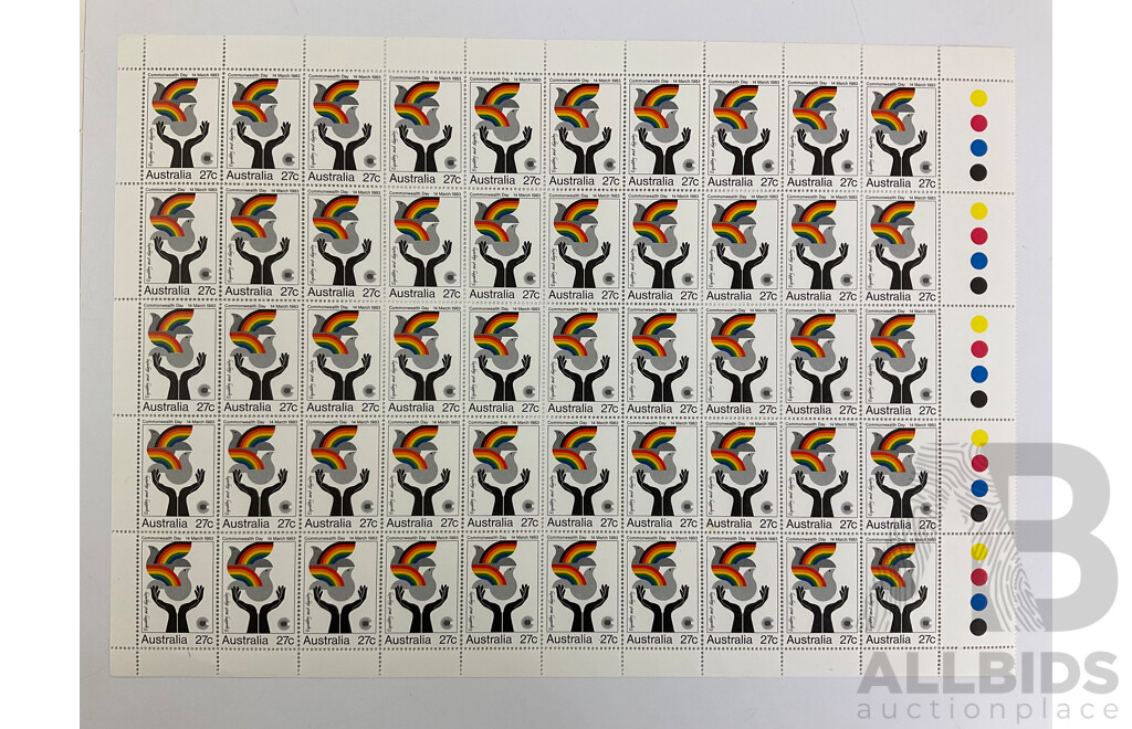 Australian 1983 Stamp Sheets, Commonwealth of Australia Part Set and 1982 ABC 50th Anniversary