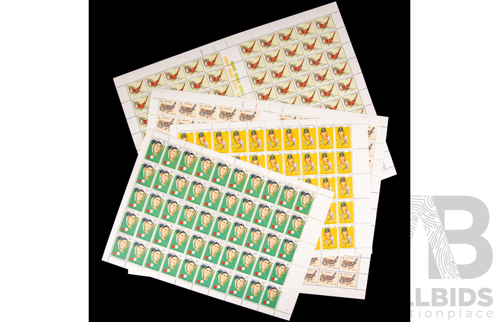 Australian 1979 Australian Birds and 1981 Australian Sportsmen Stamp Sheets - Part Sets