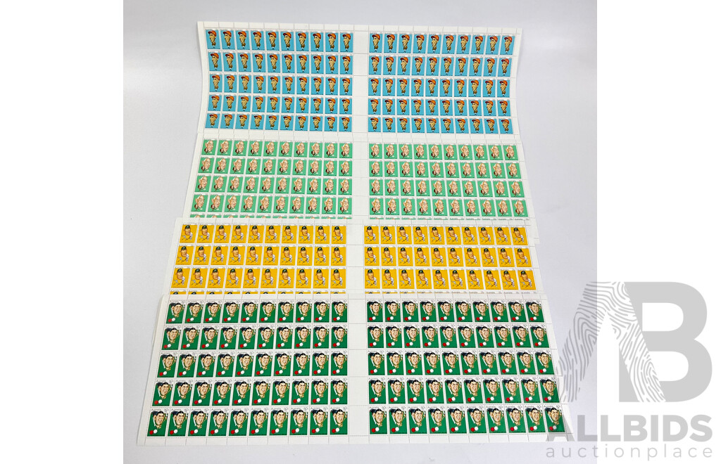 Four Australian 1981 Stamp Sheets, Australian Sporting Personalities Set - Face Value $172