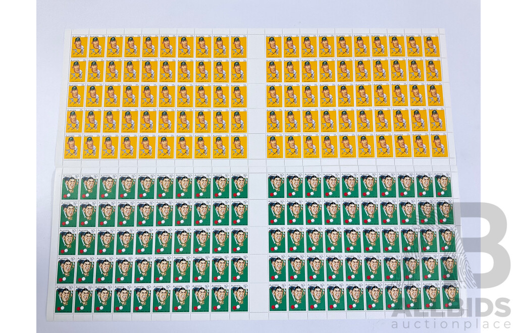 Four Australian 1981 Stamp Sheets, Australian Sporting Personalities Set - Face Value $172