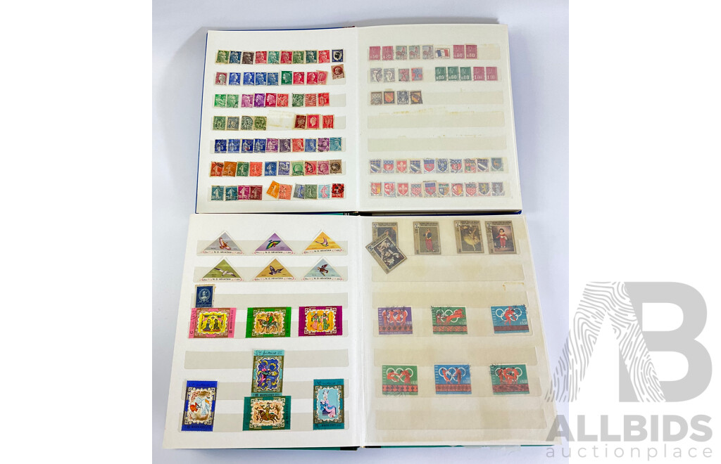 Two Albums of Vintage International Stamps Including Mongolia, Monaco, Panama, Dubai, Cayman Islands, Fiji,  Canada, Hong Kong, China, France, Cameroon, India, Thailand, Spain, Norway, Netherlands, Denmark