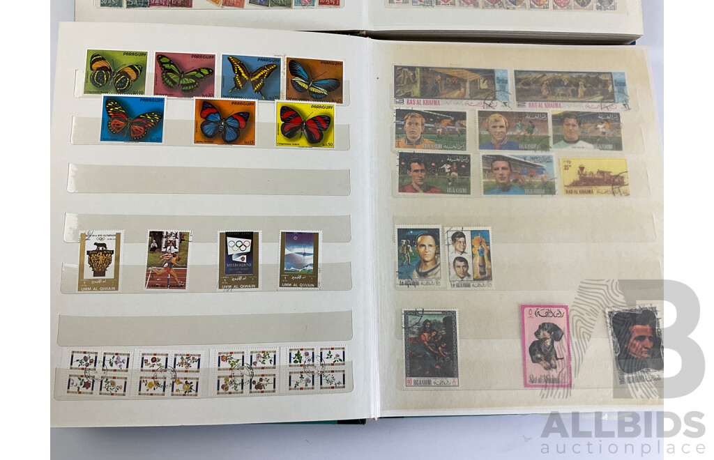 Two Albums of Vintage International Stamps Including Mongolia, Monaco, Panama, Dubai, Cayman Islands, Fiji,  Canada, Hong Kong, China, France, Cameroon, India, Thailand, Spain, Norway, Netherlands, Denmark