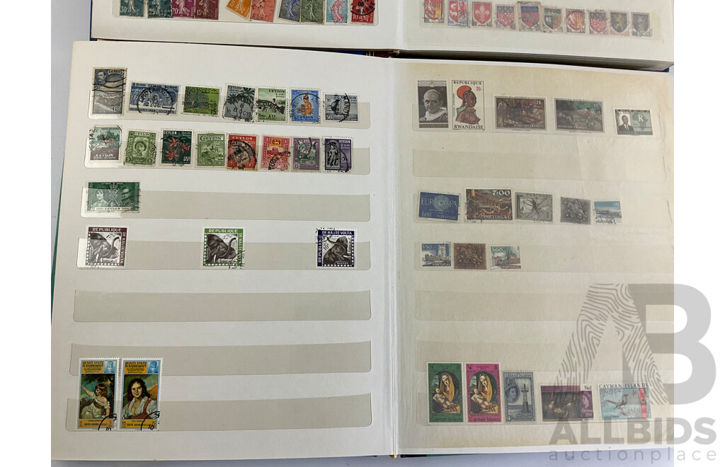Two Albums of Vintage International Stamps Including Mongolia, Monaco, Panama, Dubai, Cayman Islands, Fiji,  Canada, Hong Kong, China, France, Cameroon, India, Thailand, Spain, Norway, Netherlands, Denmark