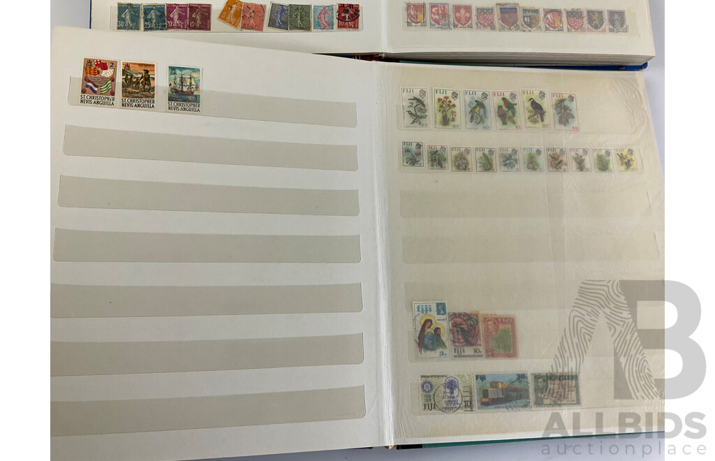 Two Albums of Vintage International Stamps Including Mongolia, Monaco, Panama, Dubai, Cayman Islands, Fiji,  Canada, Hong Kong, China, France, Cameroon, India, Thailand, Spain, Norway, Netherlands, Denmark