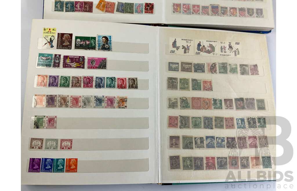 Two Albums of Vintage International Stamps Including Mongolia, Monaco, Panama, Dubai, Cayman Islands, Fiji,  Canada, Hong Kong, China, France, Cameroon, India, Thailand, Spain, Norway, Netherlands, Denmark