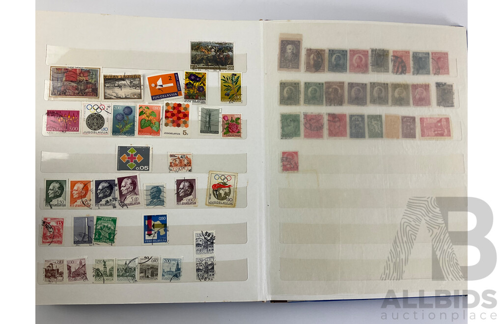 Two Albums of Vintage International Stamps Including Mongolia, Monaco, Panama, Dubai, Cayman Islands, Fiji,  Canada, Hong Kong, China, France, Cameroon, India, Thailand, Spain, Norway, Netherlands, Denmark