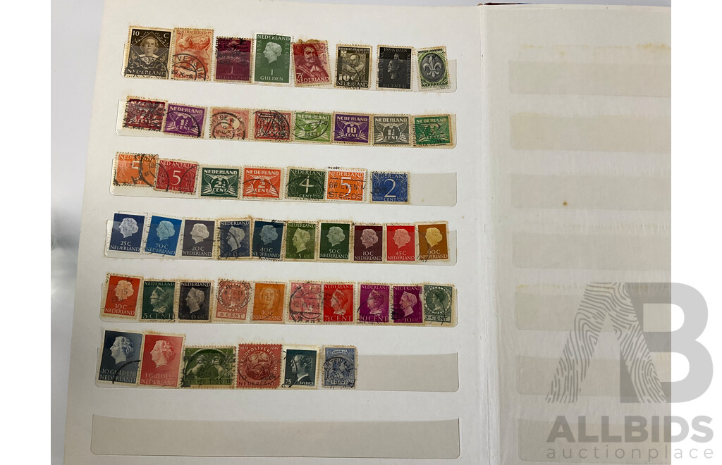 Two Albums of Vintage International Stamps Including Mongolia, Monaco, Panama, Dubai, Cayman Islands, Fiji,  Canada, Hong Kong, China, France, Cameroon, India, Thailand, Spain, Norway, Netherlands, Denmark