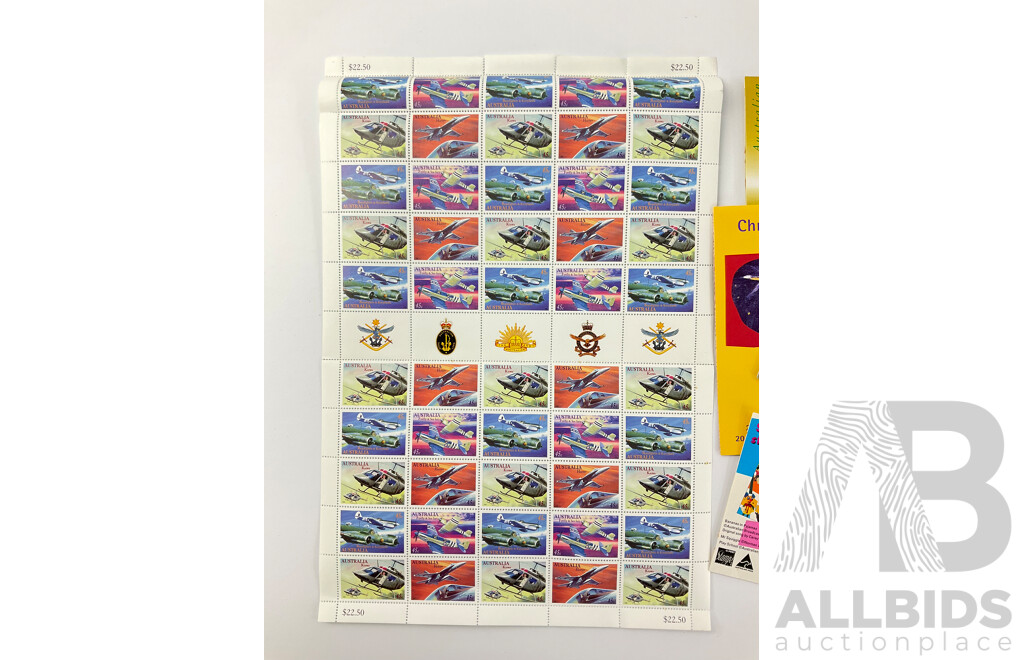 Collection of Australian Stamp Packs and Mint Sheet, Including Childrens TV, Australian Legends, Planet Ocean - Face Value Over $85