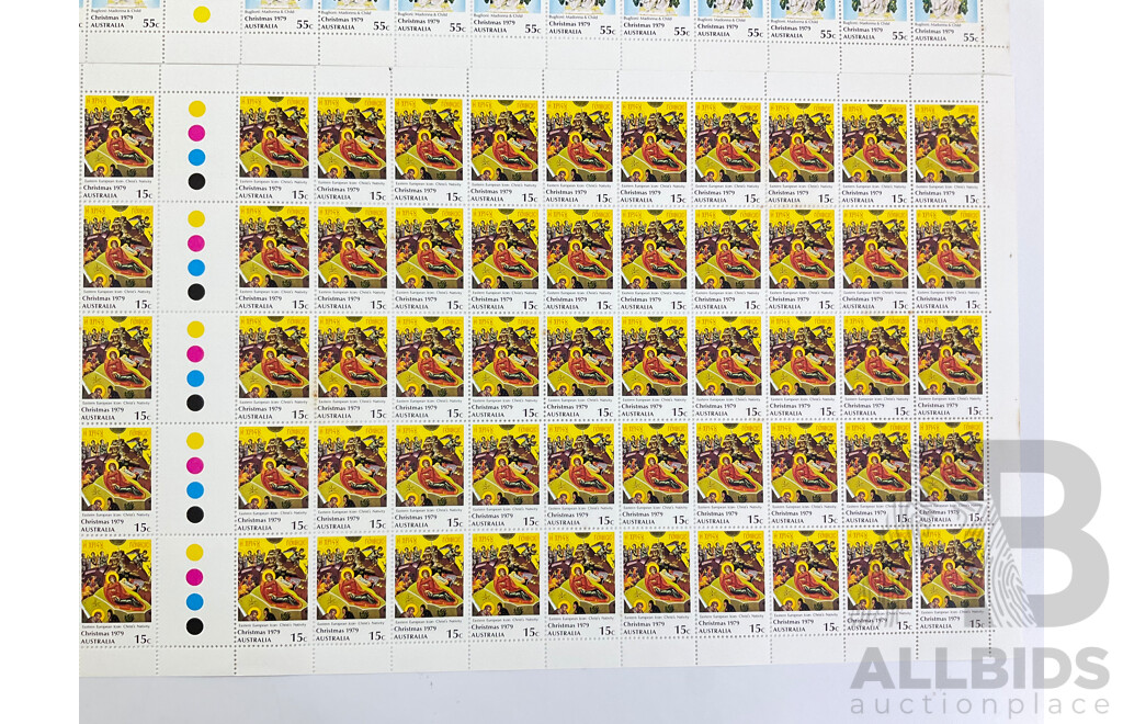 Australian 1979 Mint Stamp Sheets, Christmas 1979 Set