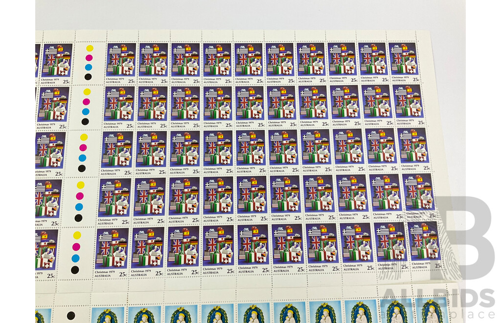 Australian 1979 Mint Stamp Sheets, Christmas 1979 Set