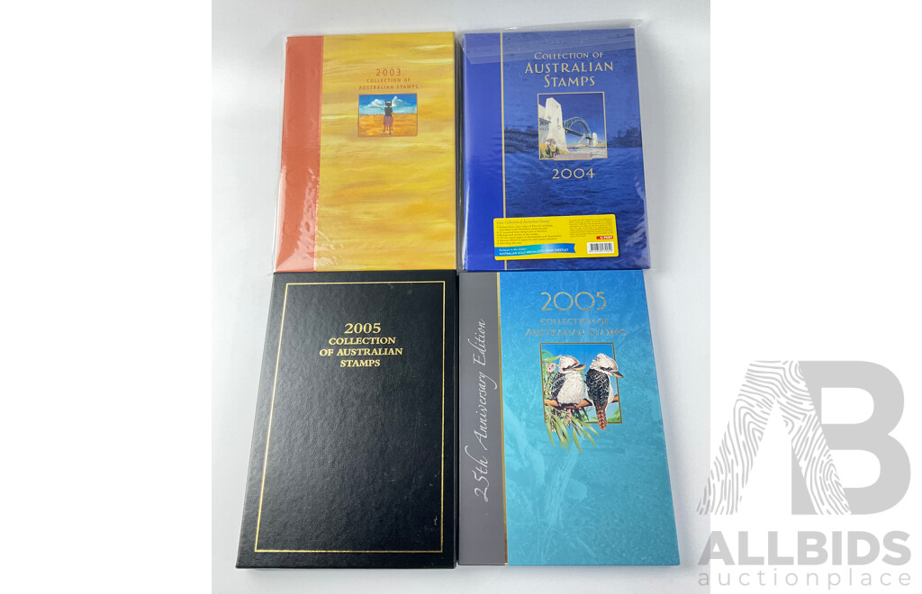 Four Australian Stamp Collection Albums, 2003, 2004, 2005 and 2005 25th Anniversary Edition