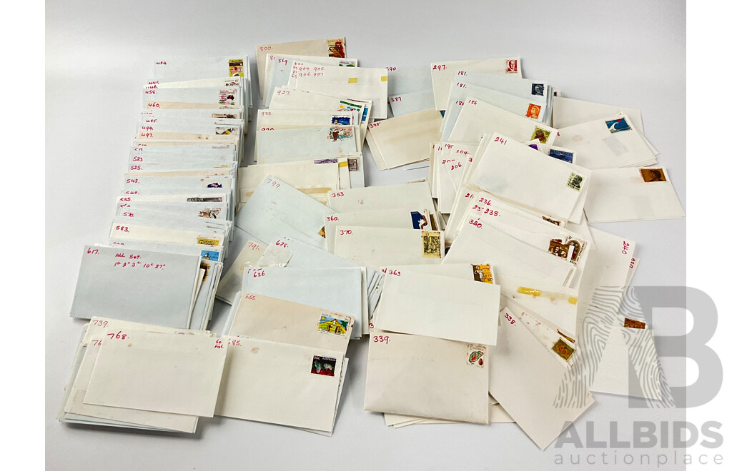 Collection of Australian 1960's 70’s and 80's Cancelled Stamps on and in Envelopes