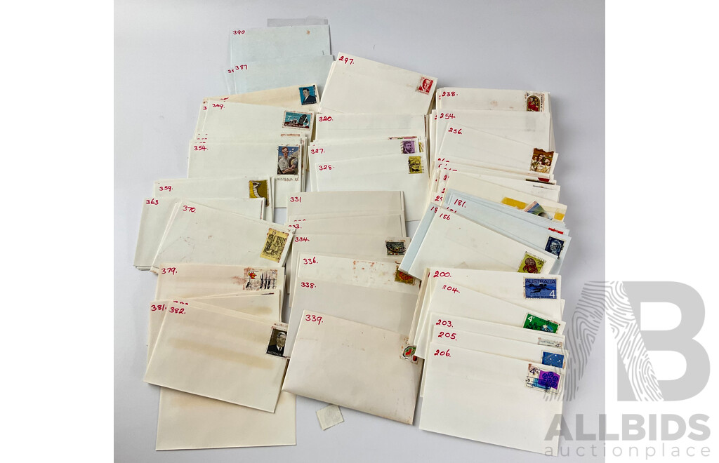 Collection of Australian 1960's 70’s and 80's Cancelled Stamps on and in Envelopes