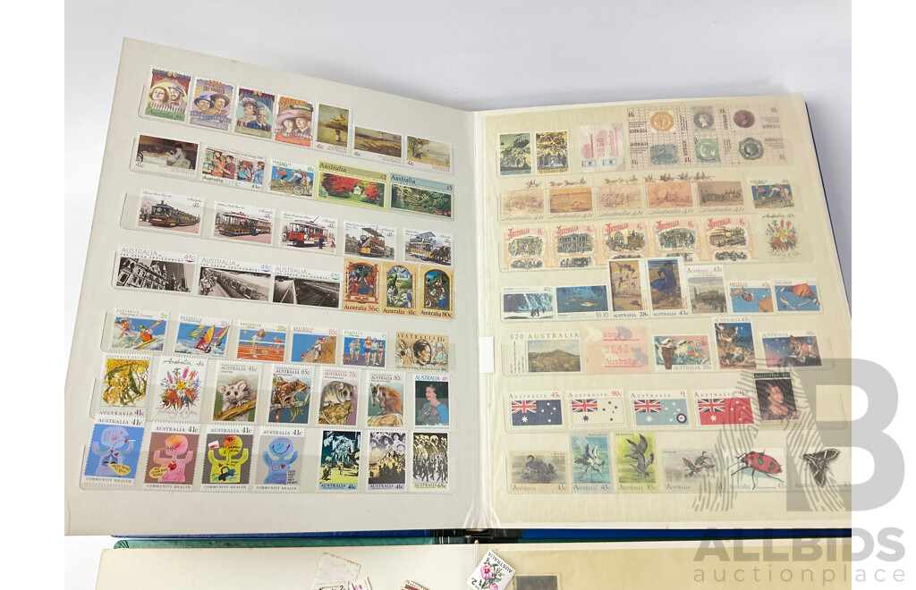 Two Australian Stamp Albums of Mint and Cancelled Stamps Including Predecimal, 1900's Stamp Duty, Mostly 1960's - 1990's