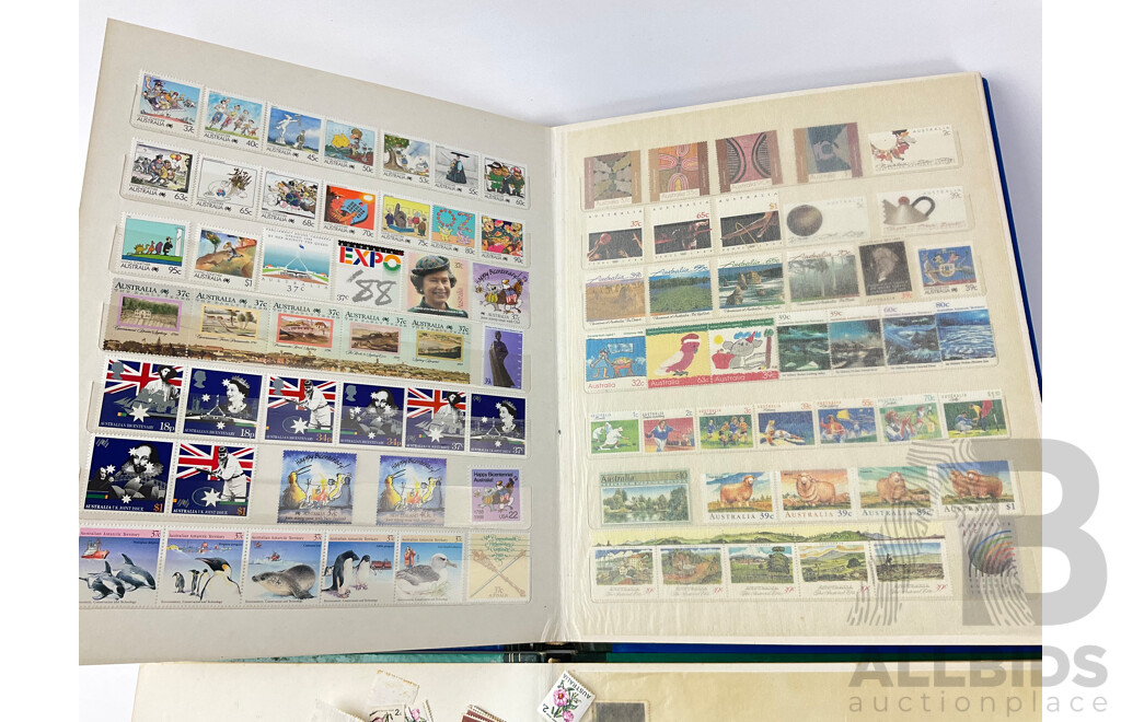 Two Australian Stamp Albums of Mint and Cancelled Stamps Including Predecimal, 1900's Stamp Duty, Mostly 1960's - 1990's