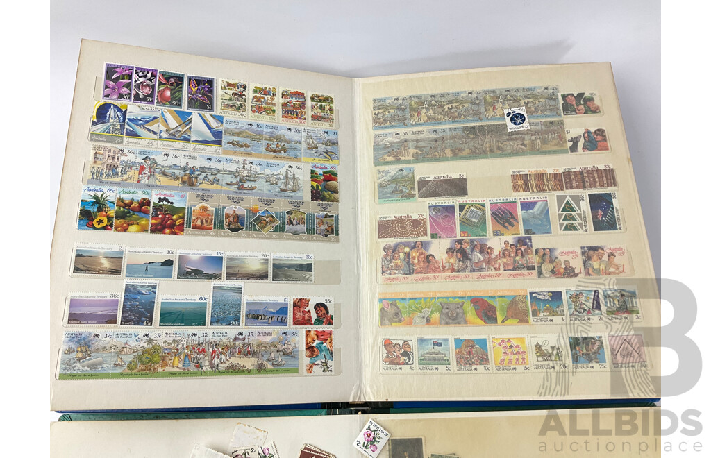 Two Australian Stamp Albums of Mint and Cancelled Stamps Including Predecimal, 1900's Stamp Duty, Mostly 1960's - 1990's