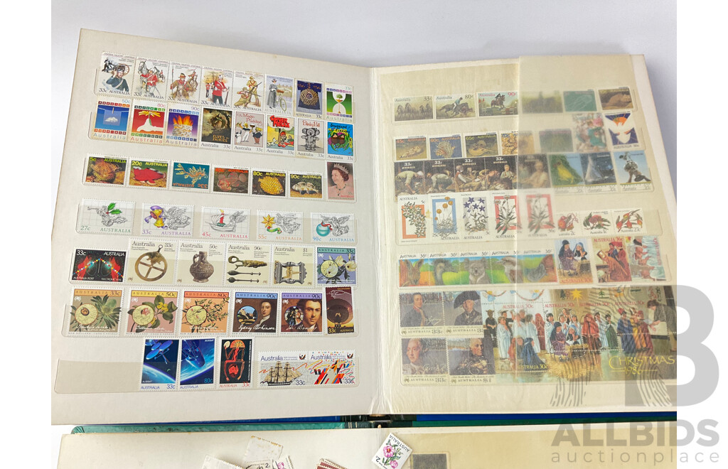 Two Australian Stamp Albums of Mint and Cancelled Stamps Including Predecimal, 1900's Stamp Duty, Mostly 1960's - 1990's