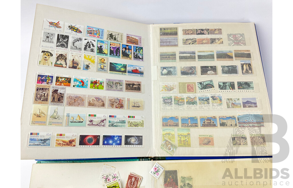 Two Australian Stamp Albums of Mint and Cancelled Stamps Including Predecimal, 1900's Stamp Duty, Mostly 1960's - 1990's