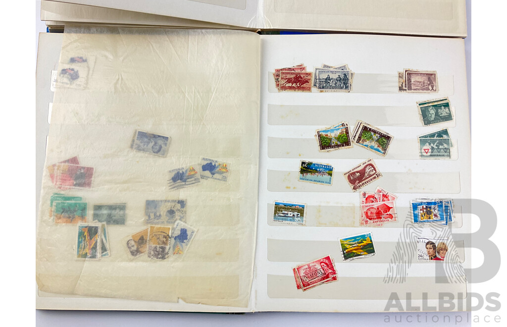 Two Australian Stamp Albums of Mint and Cancelled Stamps Including Predecimal, 1900's Stamp Duty, Mostly 1960's - 1990's