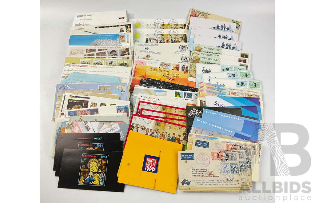 Collection of Australian 1980’s Stamp Packs and First Day Covers Including Horses of Australia, Clipper Ships, Christmas 1984, Selected Issues 1986 and Much More