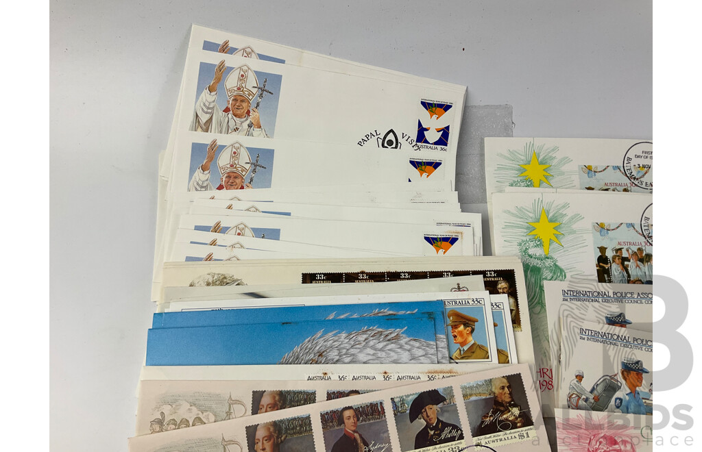 Collection of Australian 1980’s Stamp Packs and First Day Covers Including Horses of Australia, Clipper Ships, Christmas 1984, Selected Issues 1986 and Much More