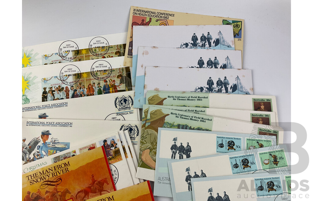 Collection of Australian 1980’s Stamp Packs and First Day Covers Including Horses of Australia, Clipper Ships, Christmas 1984, Selected Issues 1986 and Much More