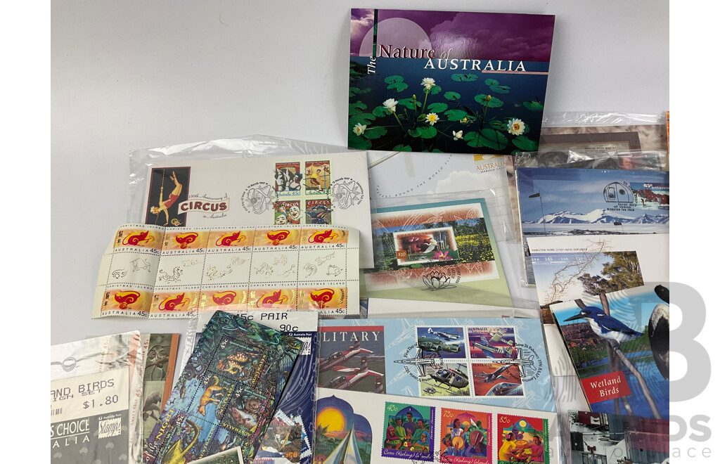 Collection of Australian 1990's - 2000's Stamp Packs, Maximum Cards, First Day Covers and PNCs Including 1997 Donald Bradman, 1995 Weary Dunlop and 2003 QE2 Coronation and More