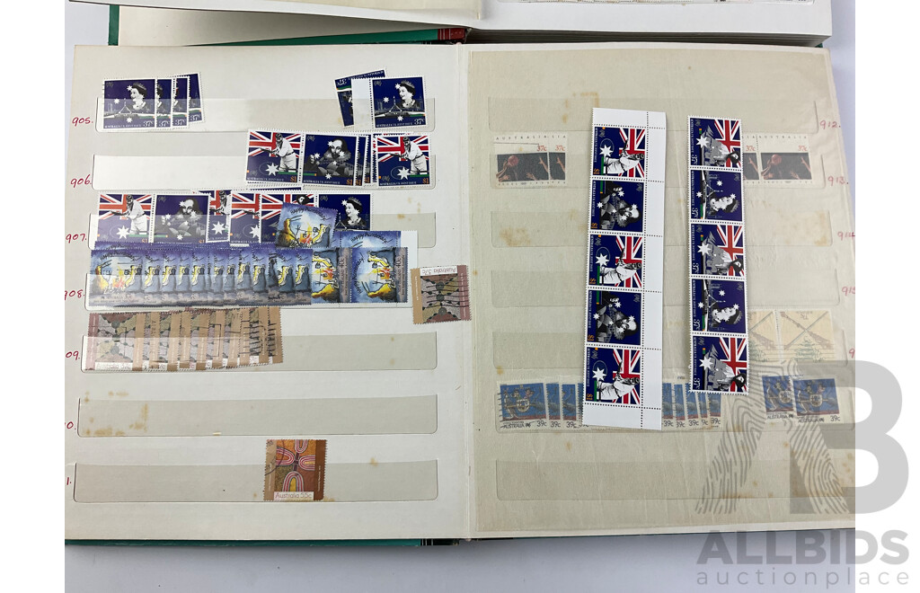 Two Albums of Australian 1980's Mint, Strips and Cancelled Stamps Including Bicentennial